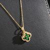Lucky Grass Green Zircon Four-leaf Flower Shape Light Luxury High-end Stud Earrings Pendant Necklace Femininity Niche Collarbone Chain 2026