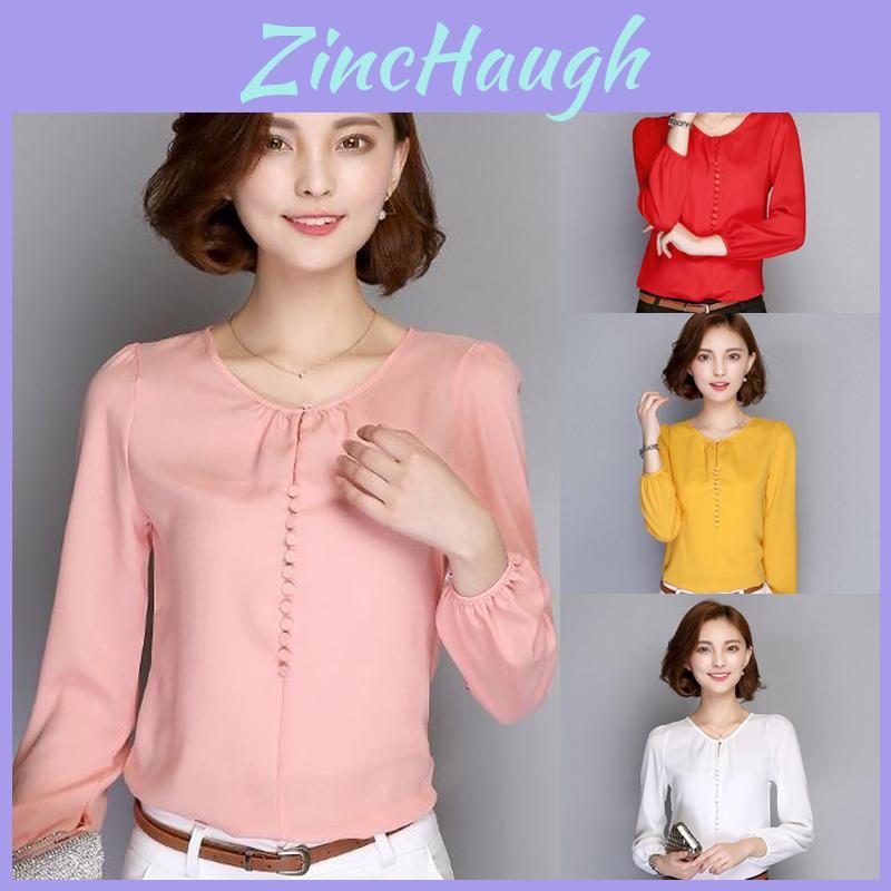 Chic Summer Female Shirt Long Sleeve Blouse Button Women Office Chiffon Ruffle Tops Perfect For Versatile Outfits