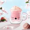 280ml Double Wall Coffee Mug Creative Pink Cat Cups Cute Glass Cup Water Milk Coffee Juice Drinks Household Cups