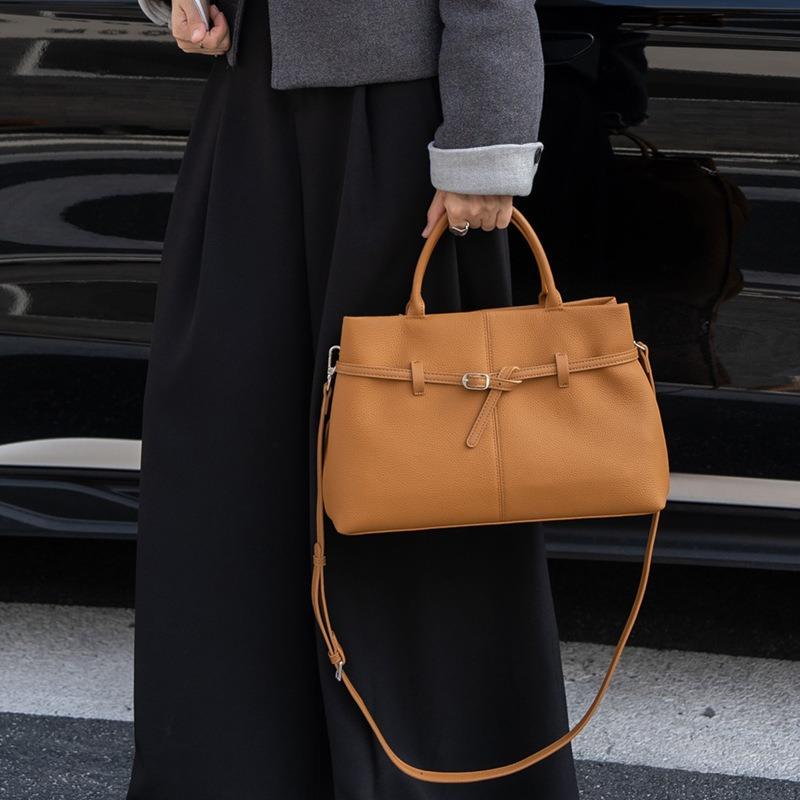 Top Layer Cowhide Crossbody Single Shoulder Large Capacity Genuine Leather Tote for Work Commuter Women's Bag All-in-one Tote Bag