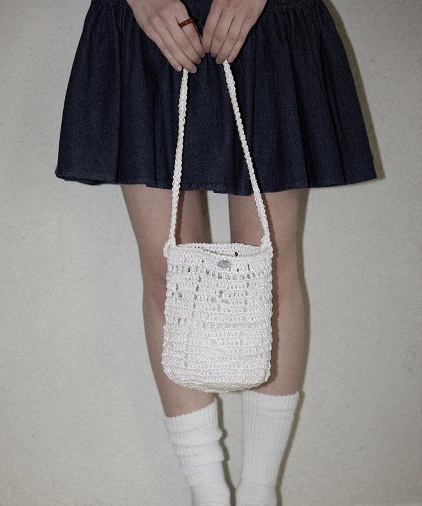 Slowslowly Lily Handmade Metallic Crochet Bucket Bag _ Aurora