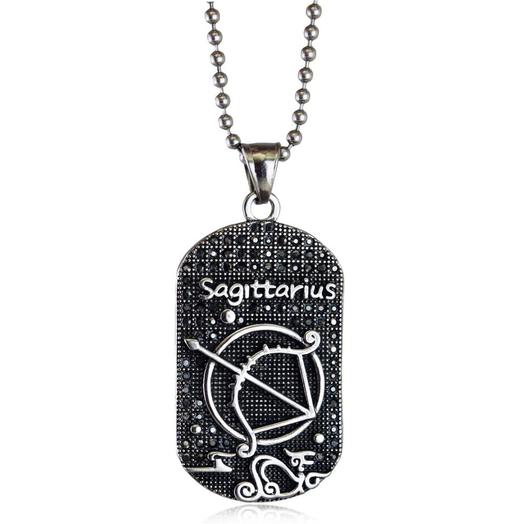Hip Hop Mode Anhänger Punk Zwölf Sternzeichen Titanstahl Anhänger Halskette Trendy Retro Persönlichkeit Anhänger