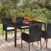 Vidaxl Garden Table with Glass Top, Black, 150X90X75Cm Rattan Pe