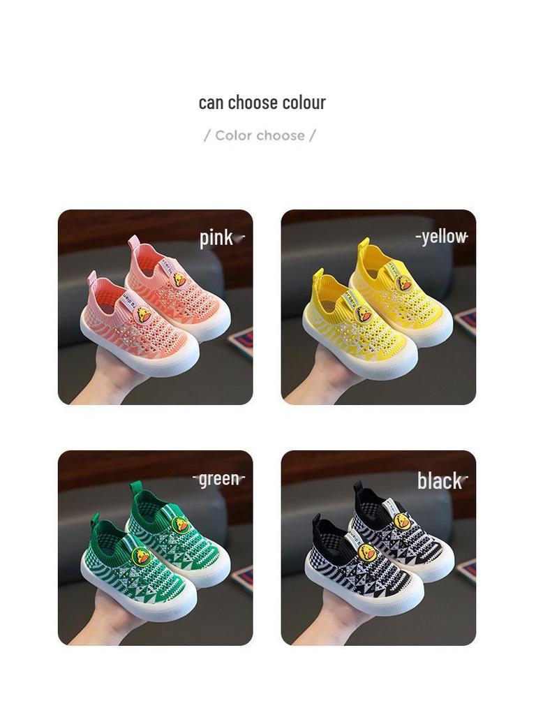Hohle atmungsaktive Mesh Flyknit Slip-On Schuhe für Kinder - Rutschfeste weiche Sohle, lässige Babyschuhe