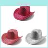 Classic Western Cowboy Hat With Lace And Golden Thread For Stage Performers And Party Fans