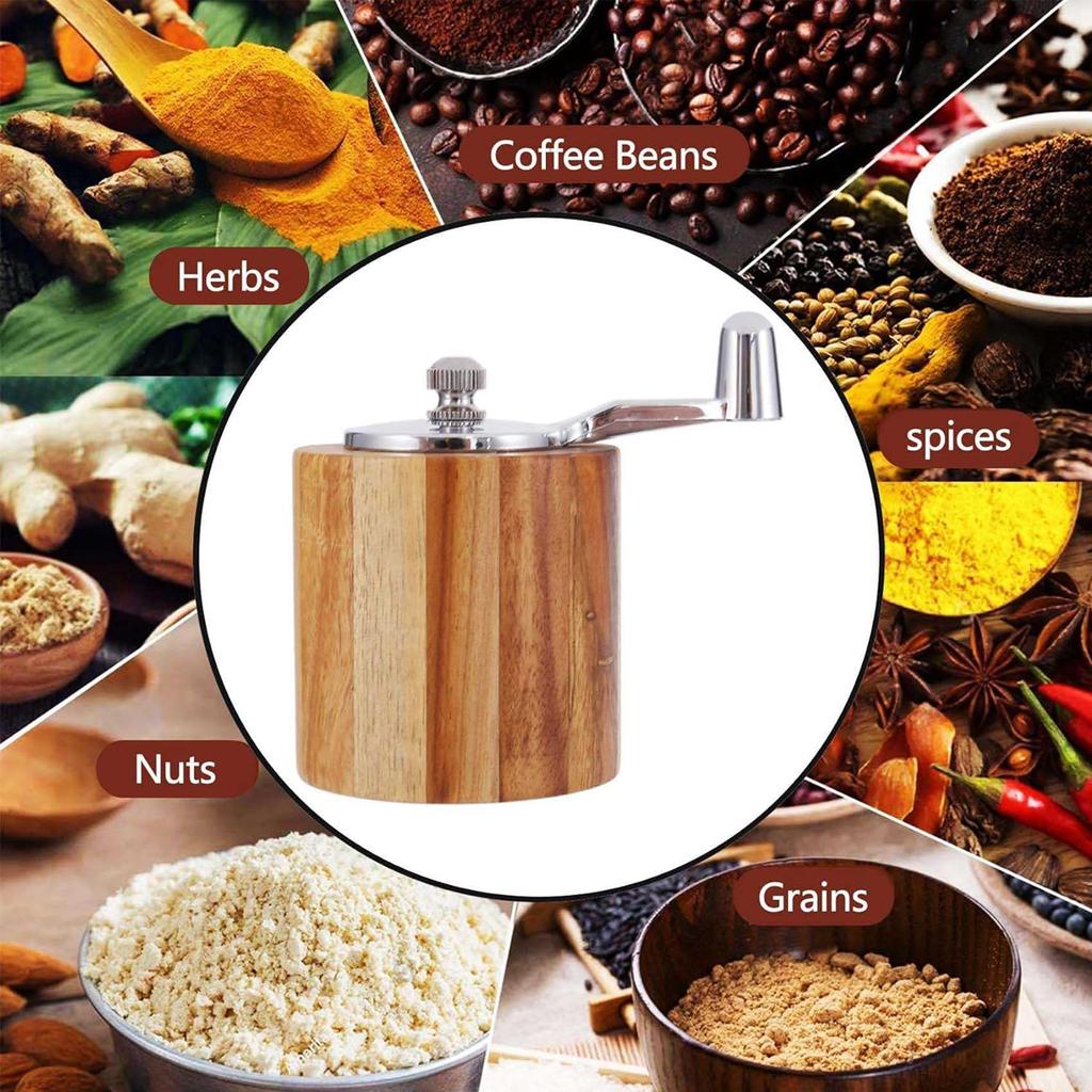 D5 Pepper Grinder, Classical Hand Shake Wood Pepper Mills for Kitchen, Adjustable Coarseness,Great for Pepper, Sea Salt, Sesame