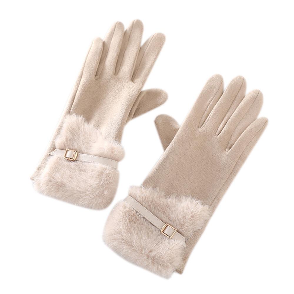 **Plush Gloves Women Winter Versatile Cold-Proof Warm Cycling E-Bike Frost Protection Full Finger Touchscreen Gloves**