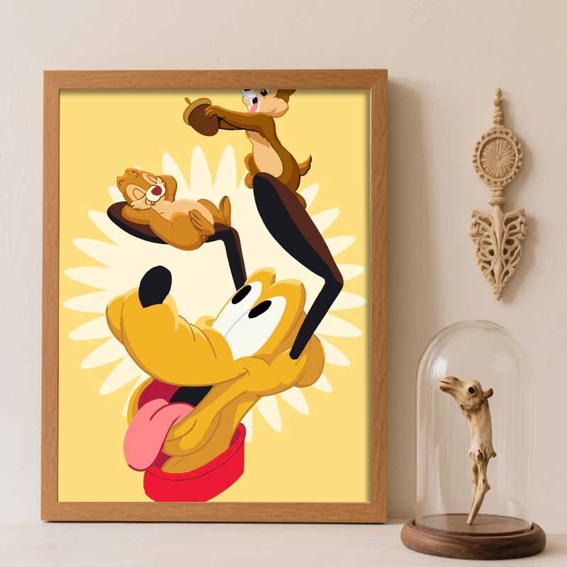 Disney Diamond Art Painting Kit – Chip n Dale Sparkling Craft, Home Wall Decor, Handmade Gift Round 20x30cm