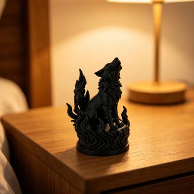 Scultura del Cuore di Lupo Stampata in 3D Decorazione Simbolica Fiamma Oscura con Aura Hardcore, Statua Ecologica in PLA per Ufficio Decorazione per la Casa per Soggiorno e Scaffale