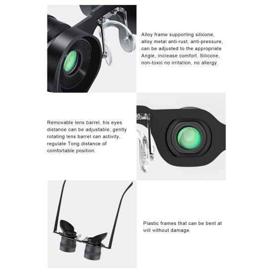 Outdoor Fishing Binoculars Glasses 10X Zoom Magnification Adjustable Hands-Free Portable Bird Watching Theater Concert Binocular Telescope