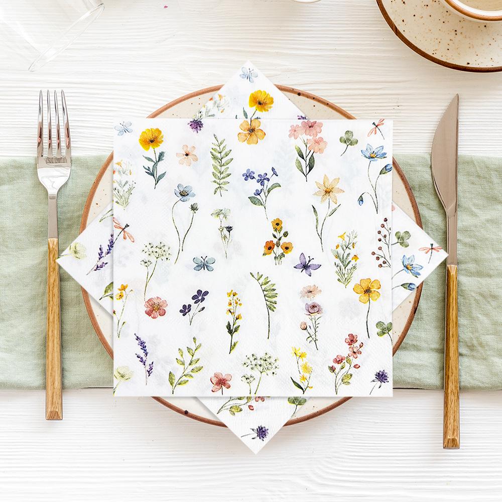 In-Stock Multicolor Floral Disposable Party Napkins