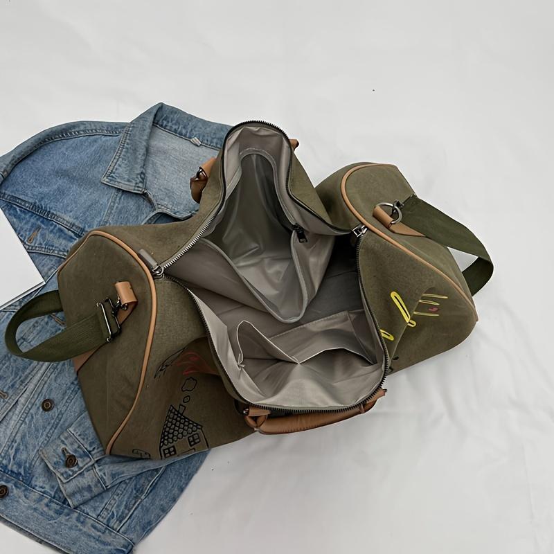 1 Stück Retro-Mode, leichte Reisetasche, Fitness-Einkaufstasche mit großer Kapazität, niedlich bedruckte Reißverschlusstasche für Geschäftsreisen, Schwimmen, Outdoor-Sport