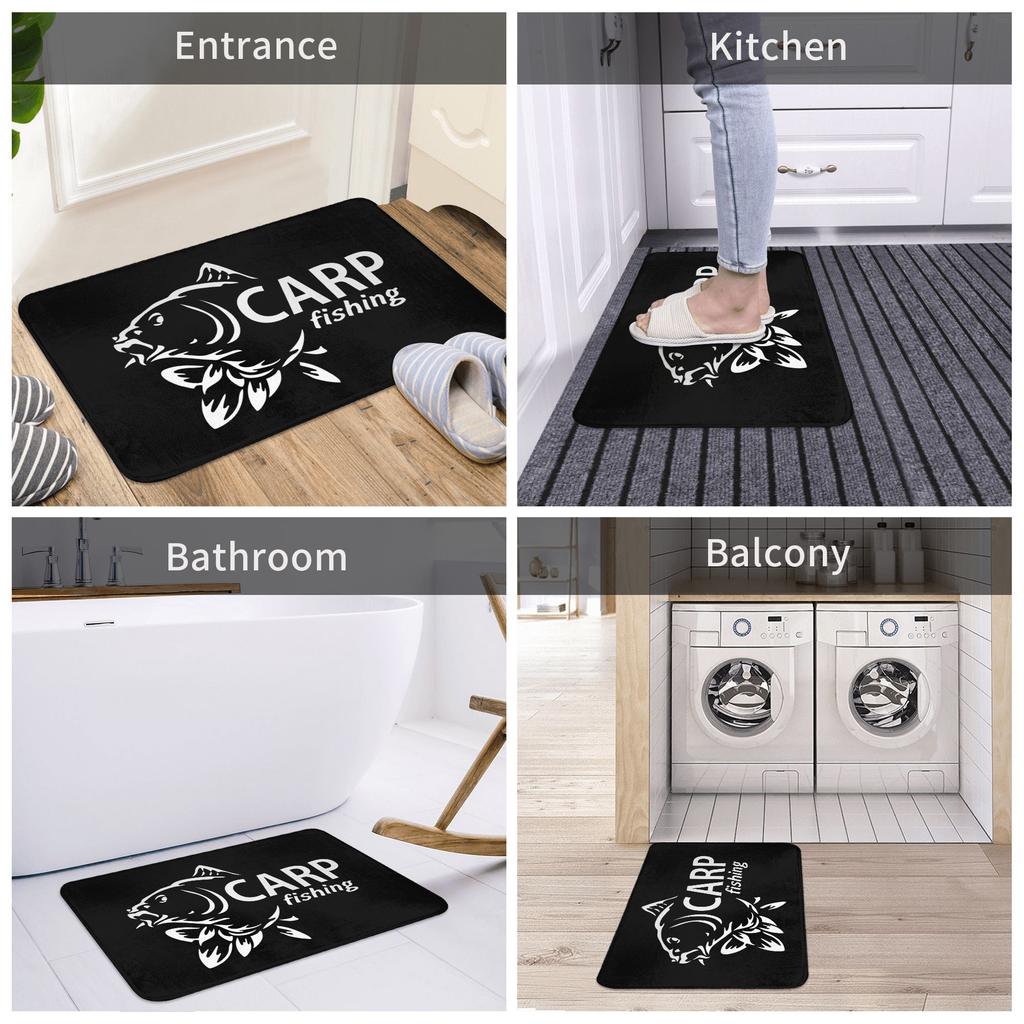 Fishinger Carp Fish Fisherman Front Door Floor Entrance Mats Outdoor  Bath Kitchen Doormat Garden Carpet Rug