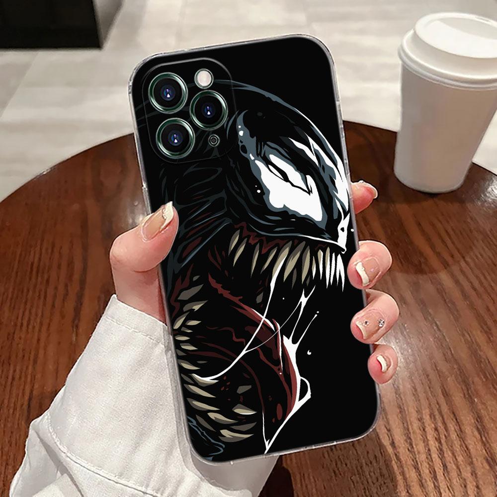 Venom Head Marvel Transparent Phone Case For iPhone 17 Pro Max 17E 11 12 13 14 15 16 Pro Max 15 Plus 17 Air 16E 7 XS Soft Cover