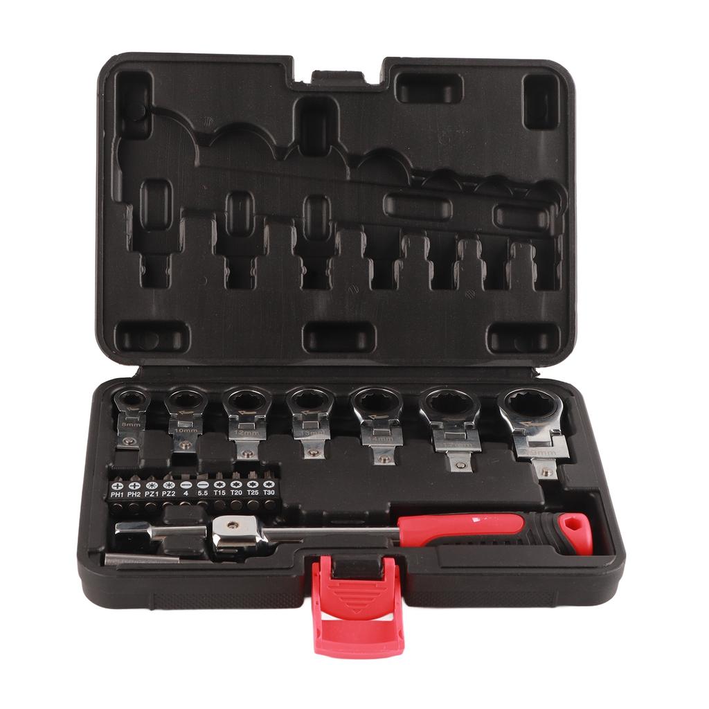 20 Pcs Ratchet Wrench Set Interchangeable 180 Degree Rotating Flex Head Wrench Screwdriver Bit Kit