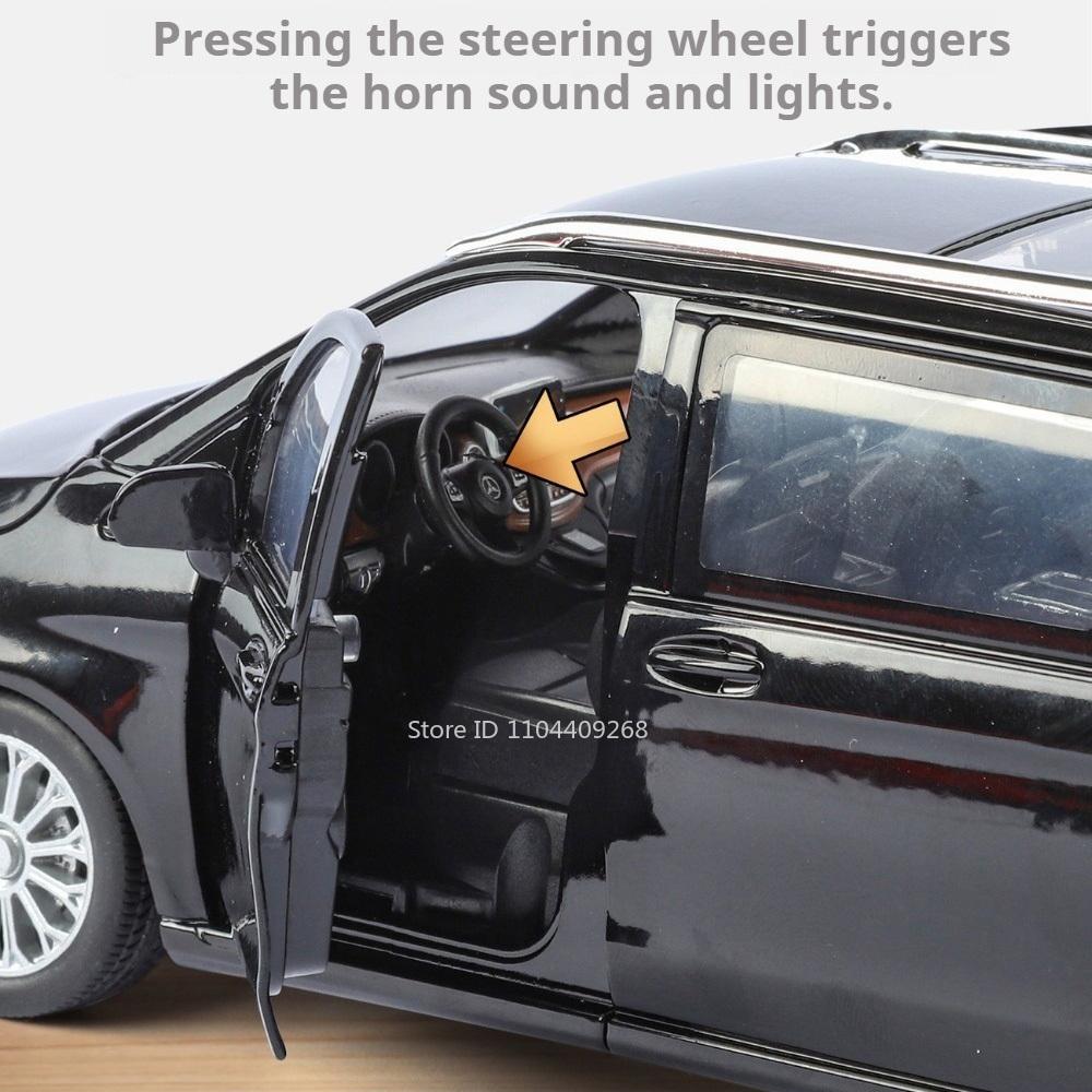 1:24 V260L D9 MPV Model Toy Car Wheel Steering Shock Absorption Doors Opened Models High Simulation Cars Models Boys Gifts