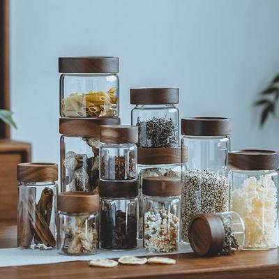 Japanese Glass Storage Jar with Lid for Coffee, Tea, Dried Tangerine Peel, and Grains