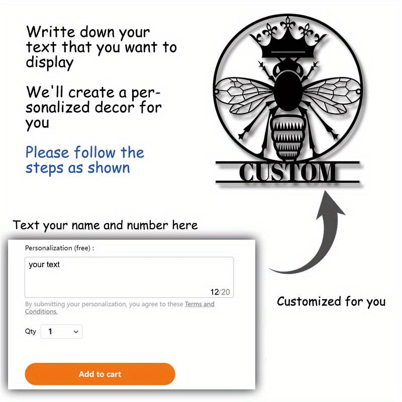 Custom Queen Bee Metal Wall Art for Beekeepers, Bee Lovers & Home Decor, Outdoor Hanging Sign, Gift