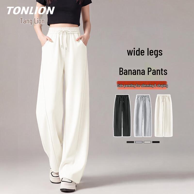 TonLion Women s Relaxed Fit High-Waist Straight Leg Sweatpants M