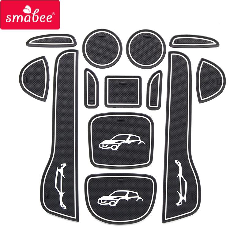 Smabee for NISSAN Juke 2013 2014 2015 2016 Anti-Slip Gate Slot Mat Interior Accessories Rubber Coaster Car Sticker