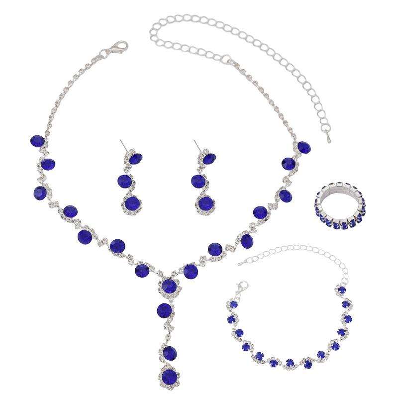 Crystal Rhinestone Necklace Earrings Bracelet Ring Jewelry Wedding Accessories Versatile Bride