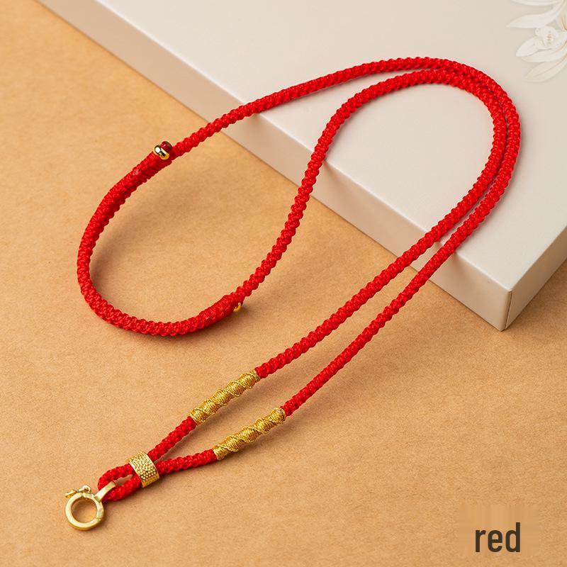 Hand-Woven Adjustable Jade Pendant Lanyard Necklace for Men and Women