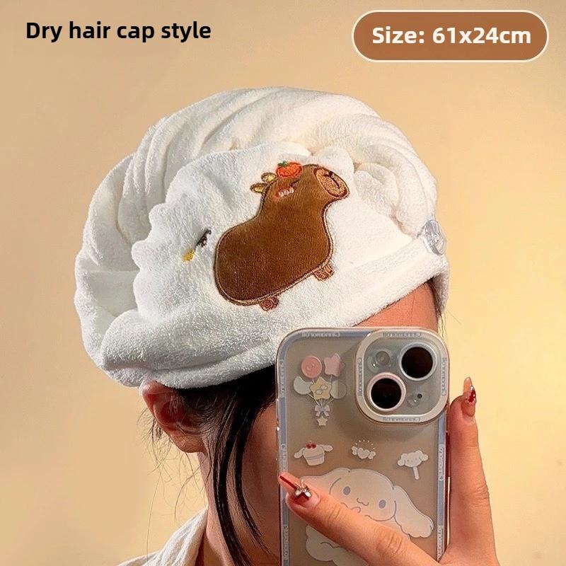 1/3/5PCS Capybara Kawaii Plush Hair Drying Hat Towel Cap Water Guinea Pig Hat Bath Hat Towel Cap Super Absorption Hair Dry Cap