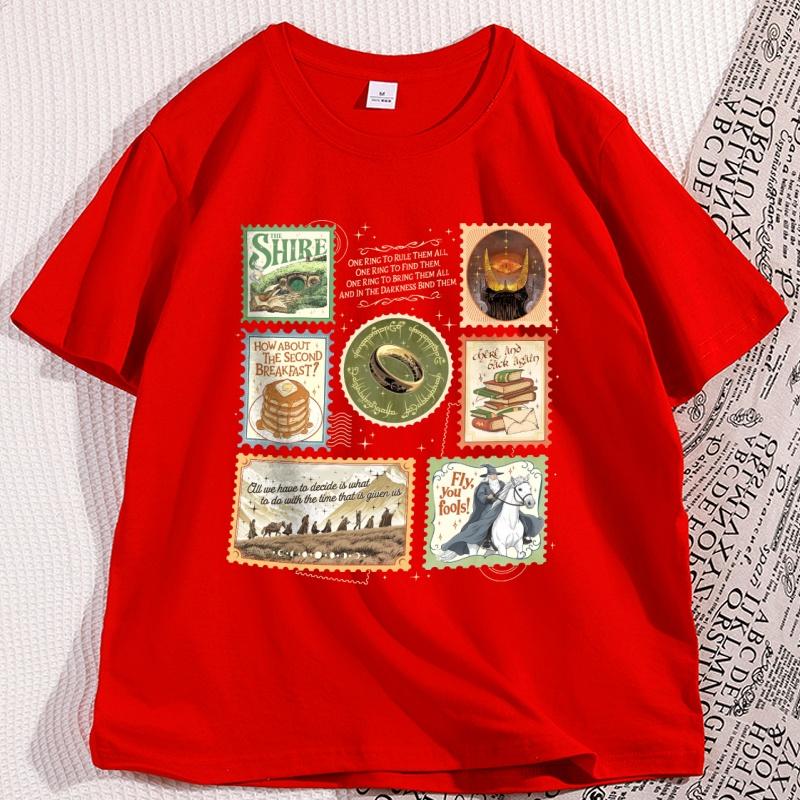 The Shire Stamps Tshirt for Fans Clothes Casual Cotton Short Sleeve Crewneck T Shirt Dark Lord Fantasy Reading Tshirt Clothes S