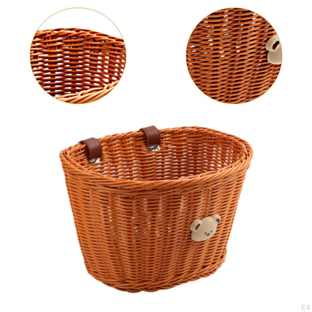 Bike Basket for Adults Kids or Scooter with Adjustable PU Straps