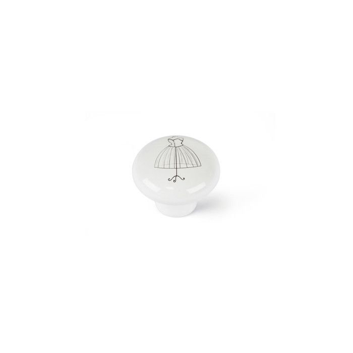 Blister avec 4 boutons de meuble ronds en porcelaine finition illustrée mod.E817 ø40mm rei.
