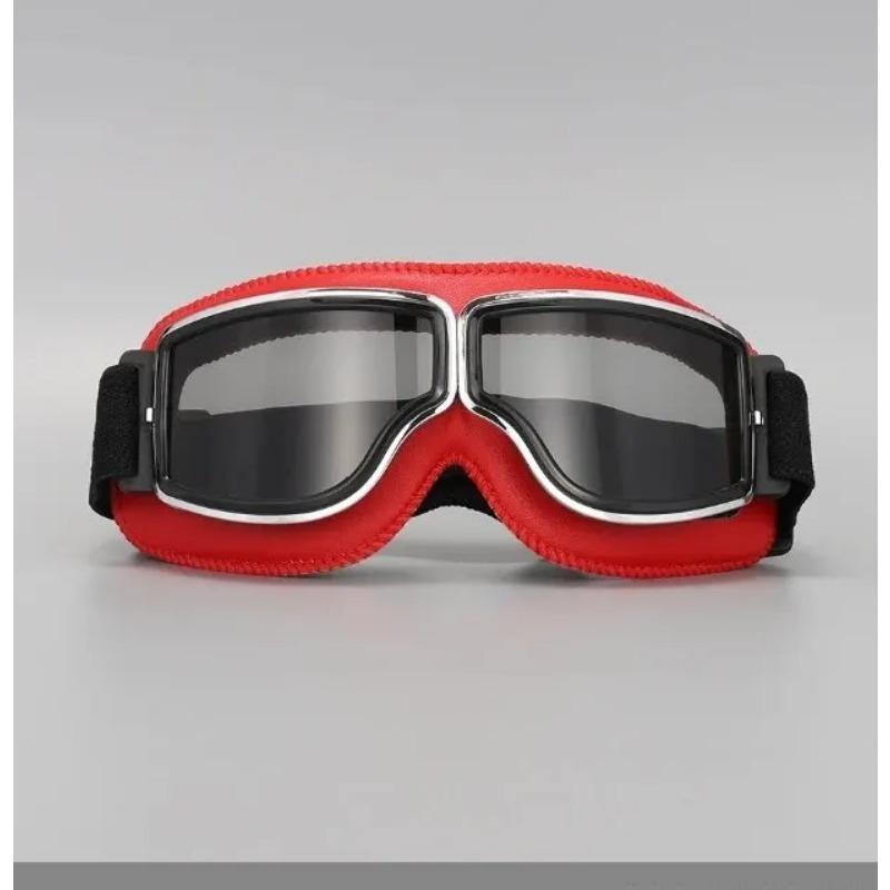 Motorradbrille Winddichte Motorradhelmbrille Sonnenbrille Retro Universal Klappbar Leder Retro Motorrad Zubehör