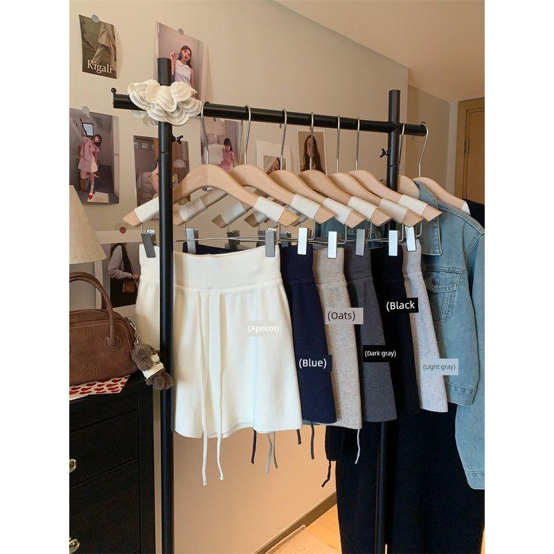 Kumikumi Design Sense Solid Drawstring High Waist Casual Pants Women Summer Versatile Slimming Wide Leg Pants Shorts Hot Pants