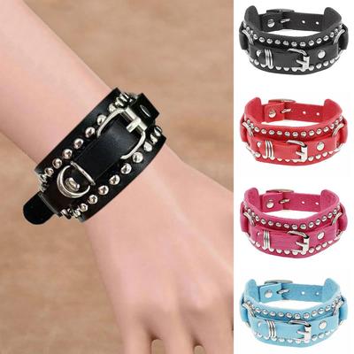 Pulsera de Cuero con Remaches Punk Europea y Americana - Joyería de Pareja Rockera de Moda