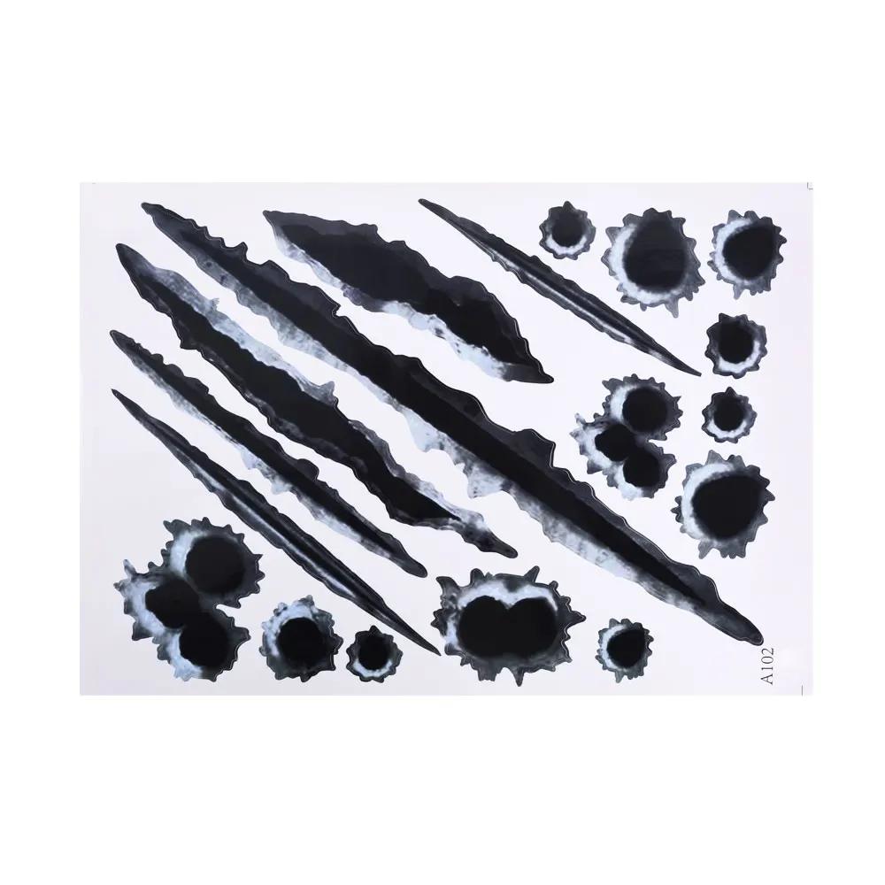 Car Styling 3D Fake Hole Sticker Motorcycle Helmet Body Simulation Scratch Hole Decal Funny Emblem Symbol Stickers