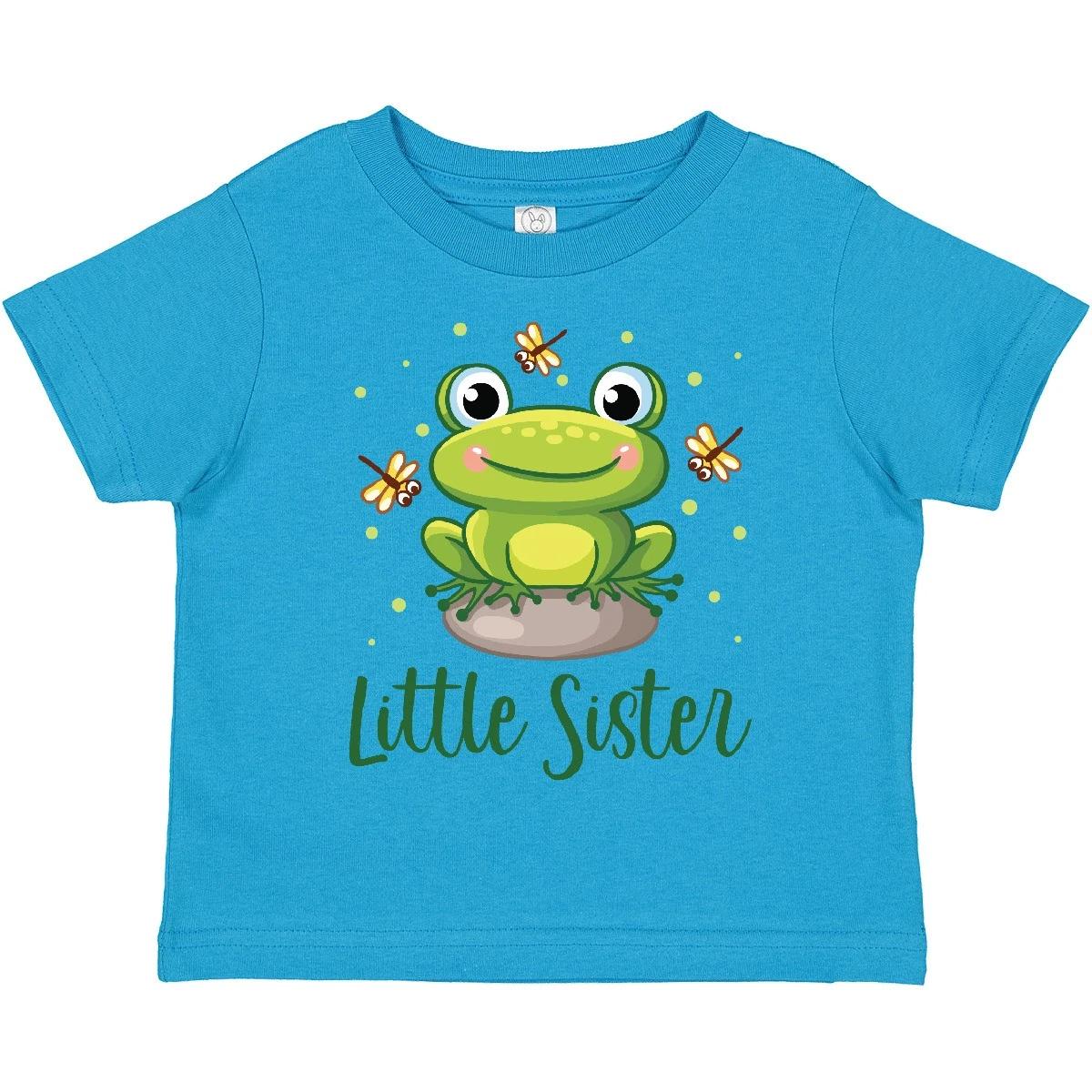 Inktastic Little Sister - Frog Toddler kids boys T-Shirt Younger Lil Sis New Siblings Cute 110