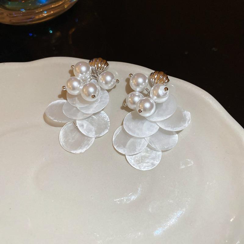 French Silver Needle Diamond Pearl Pendant Earrings Light Luxury Delicate Personality Earrings Design Sense Niche Earrings Women