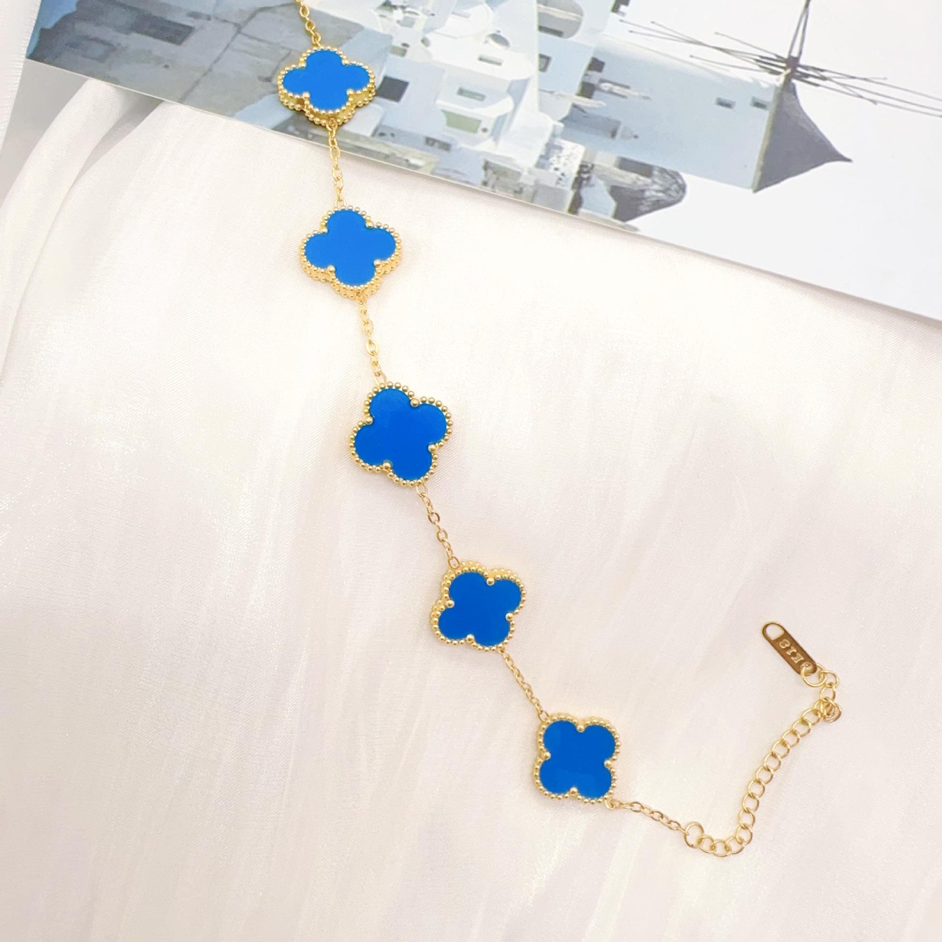 

15 мм титановая сталь 18K счастливый четырехлистный клевер браслет женский не тускнеющий модный браслет ювелирные изделия