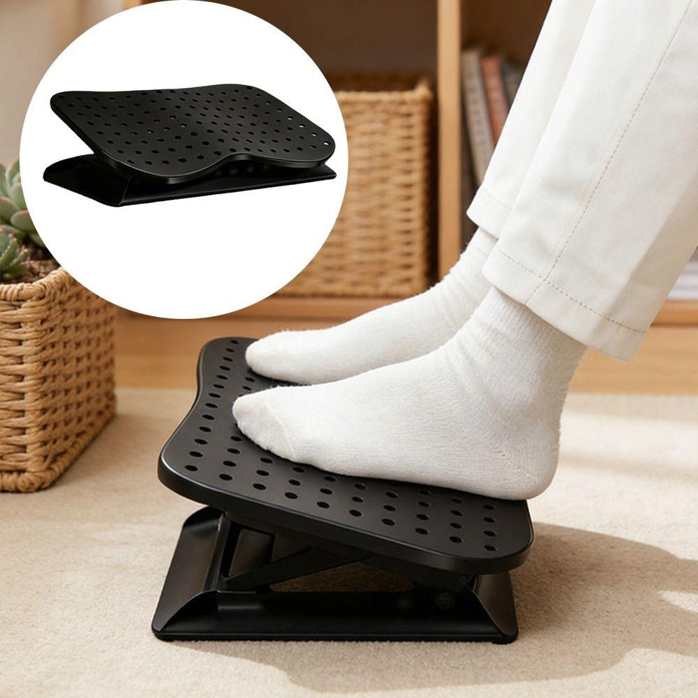 Ergonomic Under Desk Footrest Nonslip Bottom Hollow Out Office Desk Leg Rest 6 Level Breathable Adjustable Footstool At Work