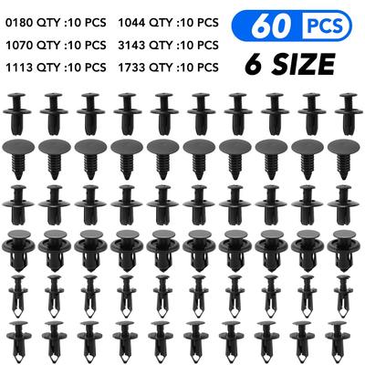 6 Size 60Pcs Mixed Auto Fastener Clips Car Rivet Clips For Toyota C-HR CHR Corolla Rav4 Rav 4 Auris Yaris Prius Camry Prado
