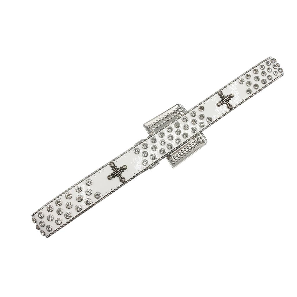 Square Rhinestone Buckle Western Rhinestone Denim Trend Belt Party Stage Design Cross