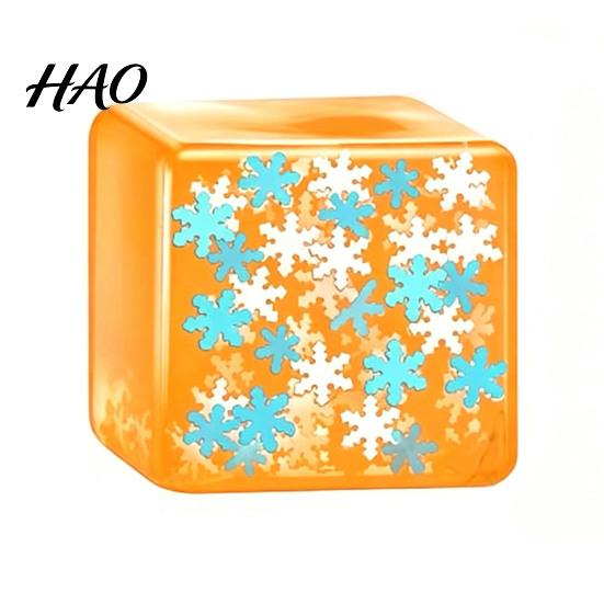 Soft Stress Balls Ice Cube Relief Toy, Glow-in-the-Dark Snowflake Filled Cube, Sensory Toy Luminous Clear Adults and Kids