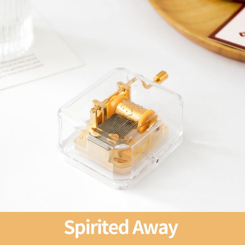1pc Mini Creative Acrylic Music Box Hand Windup Metal Movement Octave Box Transparent Birthday Valentine's Day New Year Gift