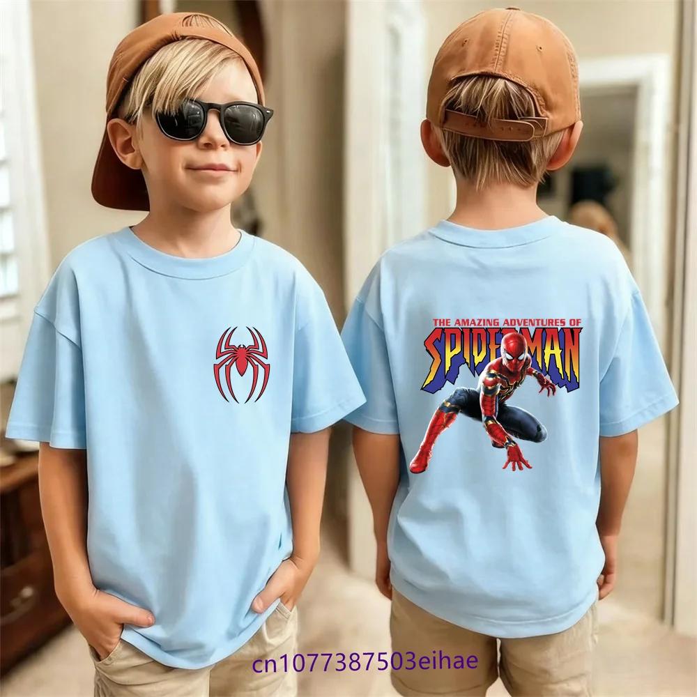 New Boys Casual SpiderMan Top 100 Cotton Comfortable Round Neck Features a Bold and EyeCatching Graphic Design 110