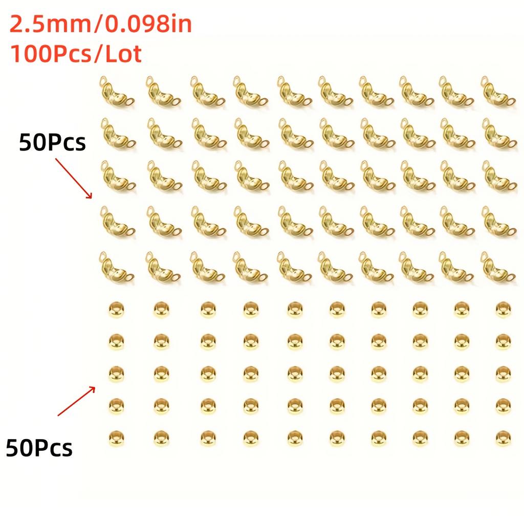 100pcs/lot Connector Clasp Crimp End Beads Findings Kit DIY Bracelet Necklace Jewelry Making Supplies