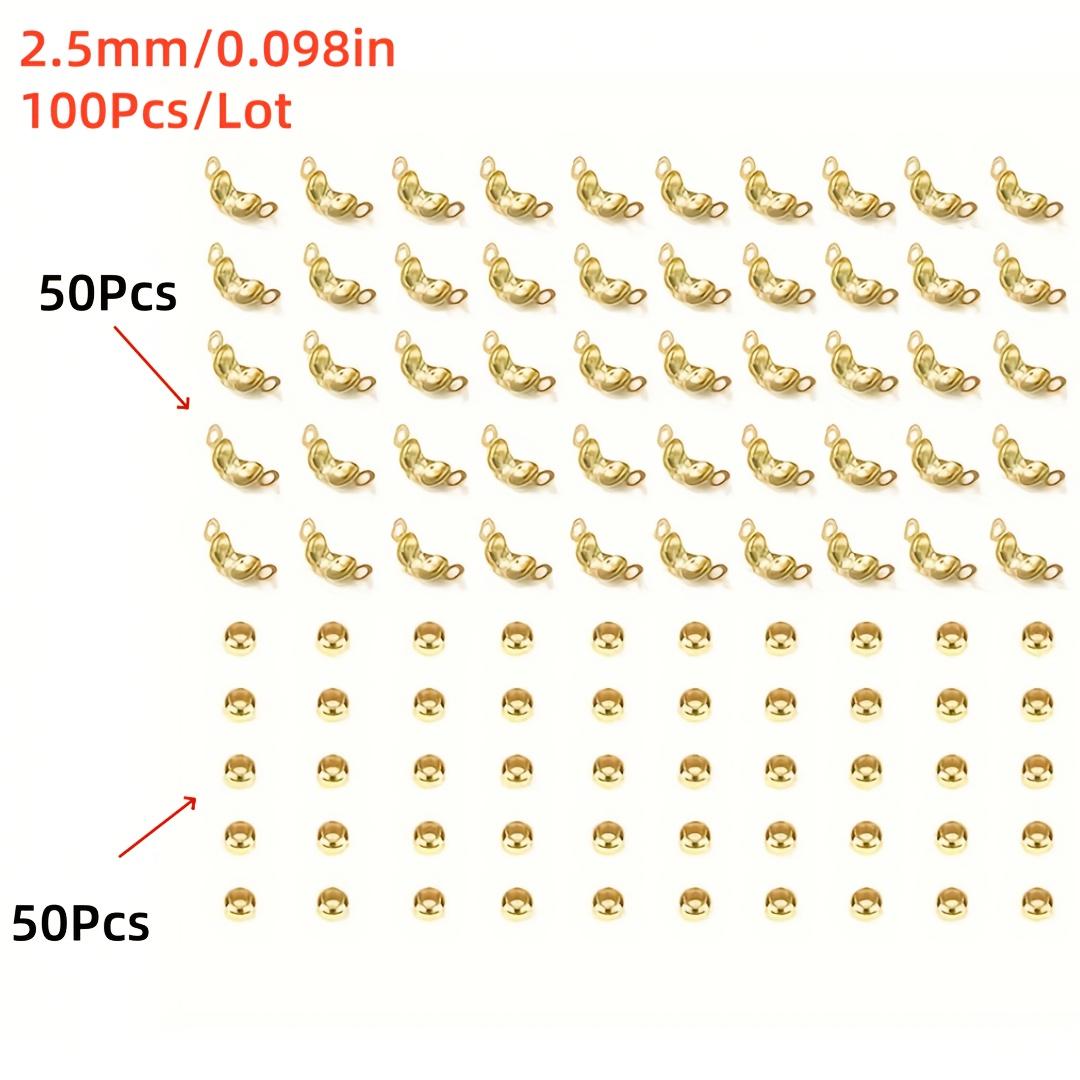 

100 шт./лот Застежка-коннектор Обжимные концы Бусины Набор для рукоделия Браслет Ожерелье Изготовление ювелирных изделий 2.5mm золотой