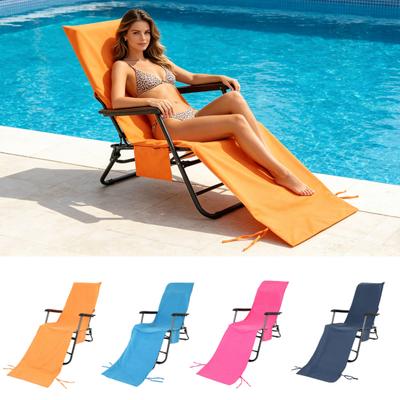 Strandstuhlbezug mit Seitentaschen Saugfähiger Liegestuhlbezug Schnelltrocknendes Handtuch Stuhlbezug für Sonnenliege Pool Sonnenbaden Garten