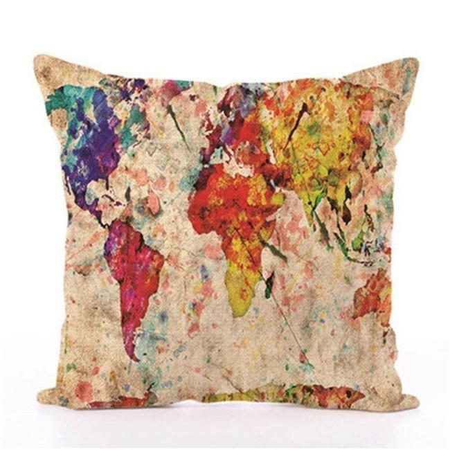 Hochwertiger Heimweltkarten-Druck Kissenbezug für elegante Sofadekoration