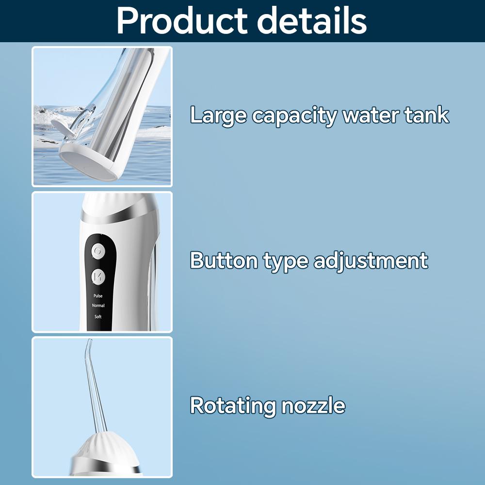Cordless Water Flosser Teeth Picks with 3 Modes, 4 Replacement Jet Tips, Portable Waterproof 200ML Oral Irrigator Dental Cleaner