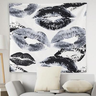 1pc Black  White Lip Print Polyester Tapestry 2D Print Wall Hanging for Bedroom Living Room Home Decor Stylish Gift for Room Wa
