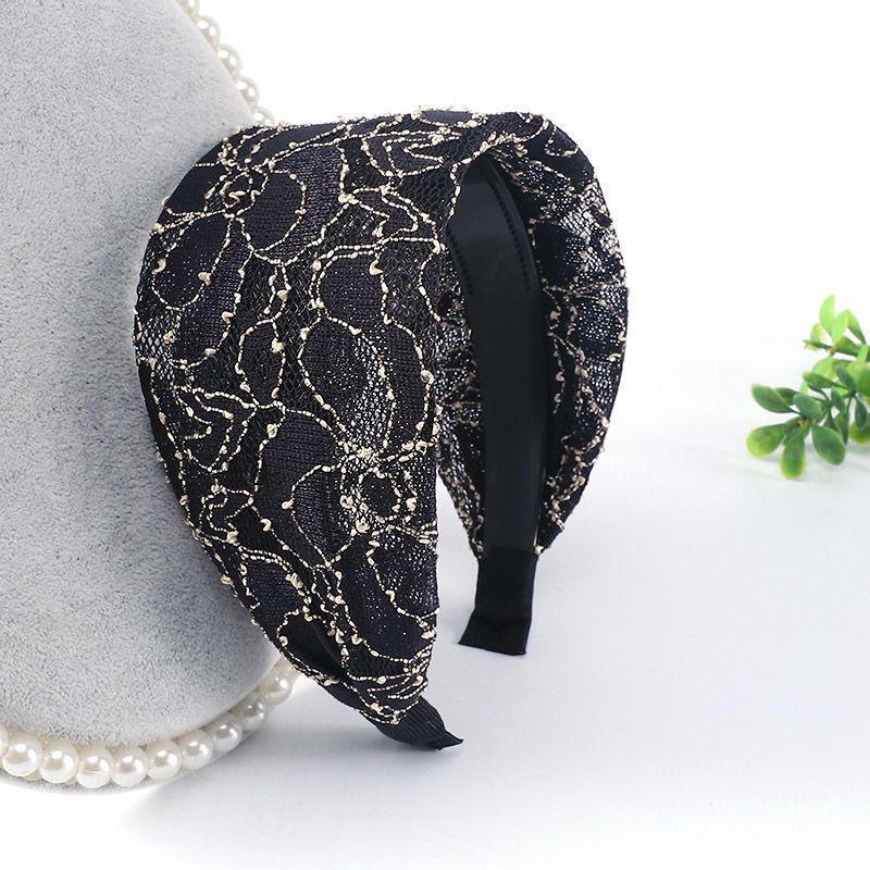 

Корейская этническая повязка для волос: Повязка на голову с широкими полями, шляпной лентой, зажимом для челки и ажурным дизайном, белая чёрный